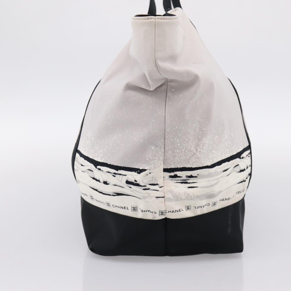 CHANEL Sports High Summer Hand Bag Nylon Black Silver CC Auth ka5657V