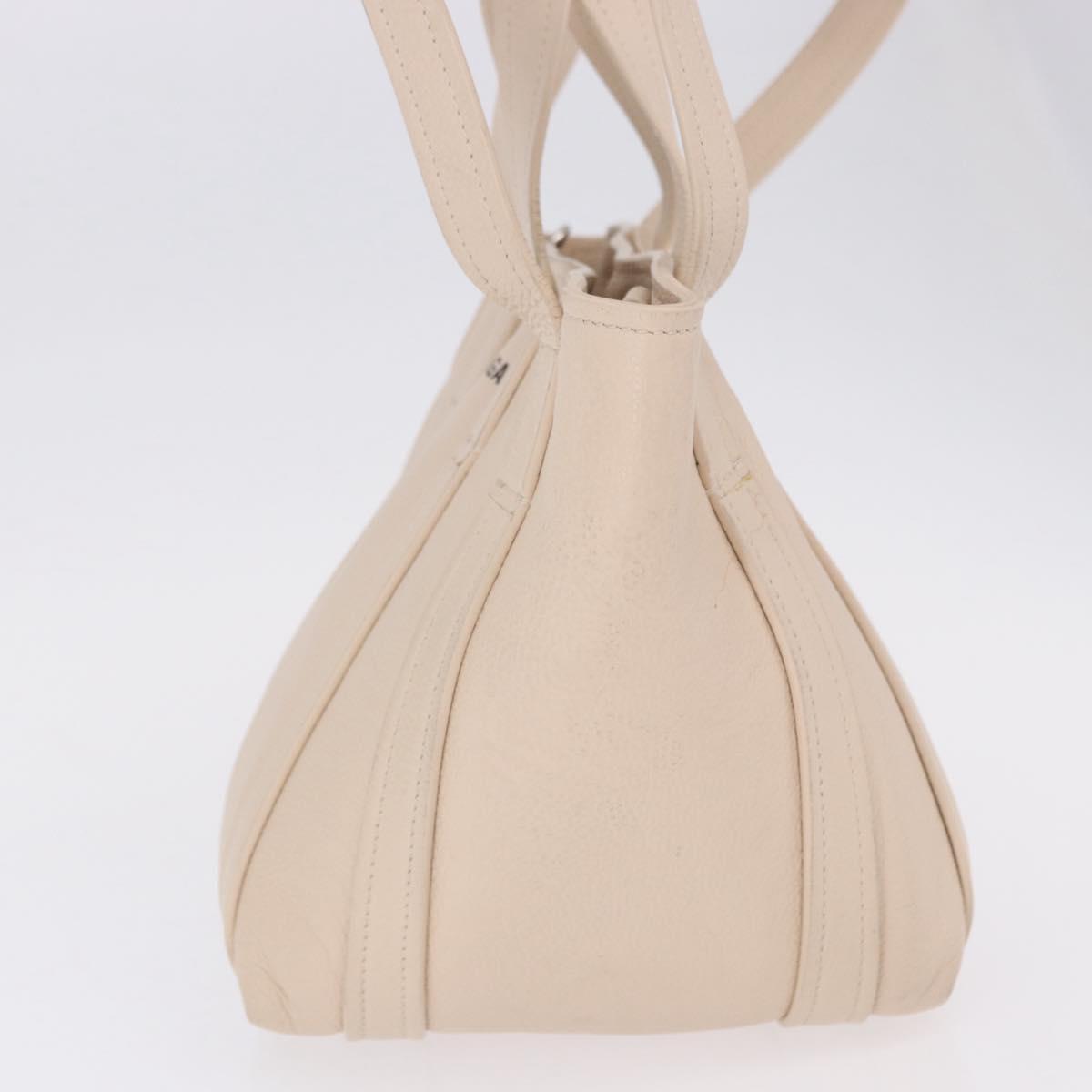 BALENCIAGA Everyday XS Tote Bag Leather Ivory Silver 672793 Auth ka5663A