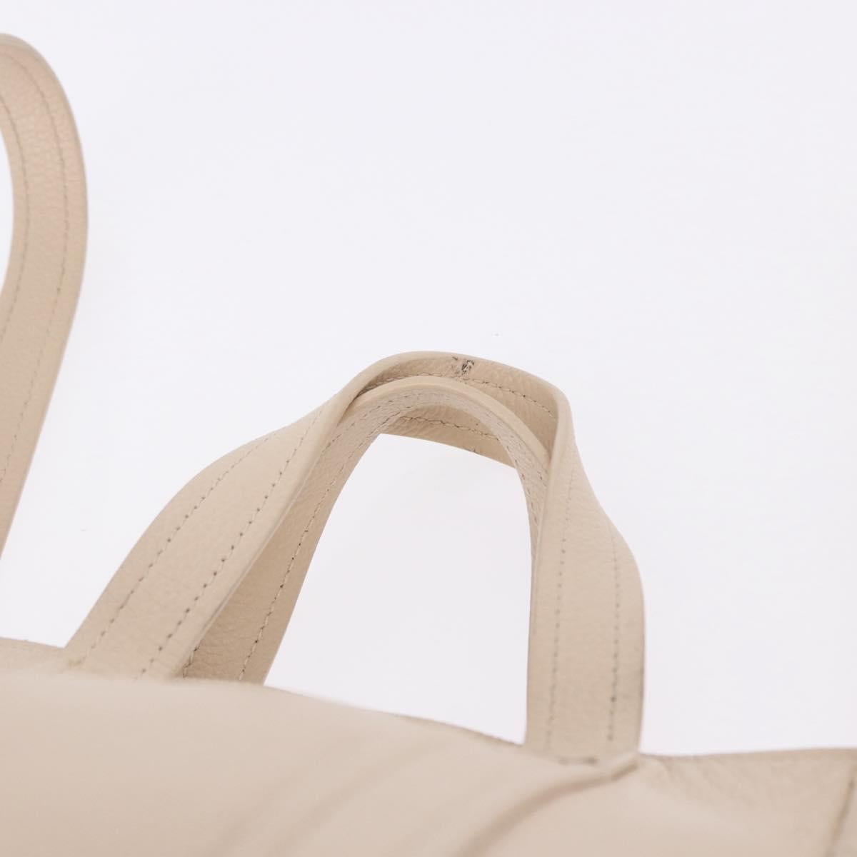 BALENCIAGA Everyday XS Tote Bag Leather Ivory Silver 672793 Auth ka5663A