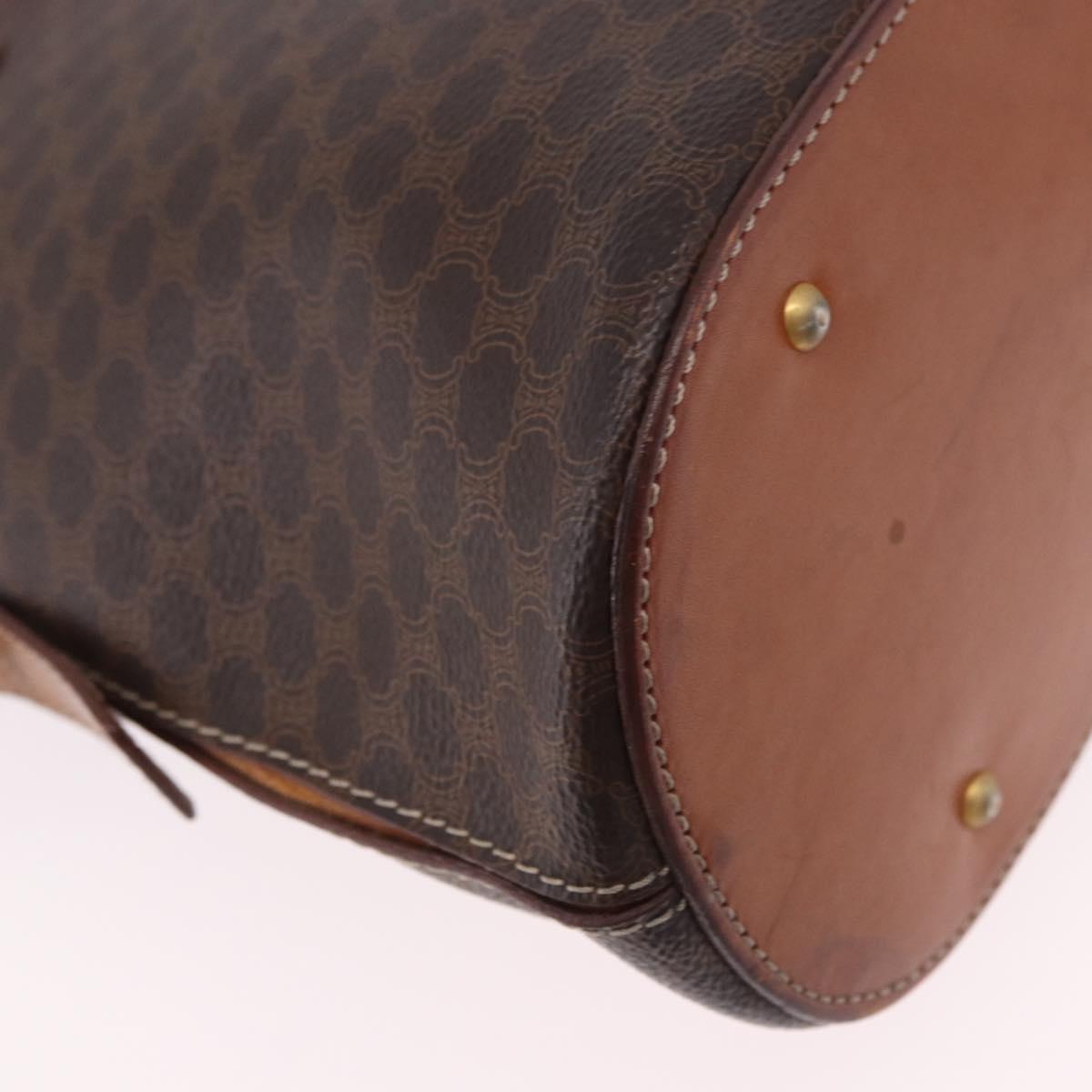 CELINE Macadam Canvas Hand Bag PVC Leather 2way Brown Gold Auth ka5664