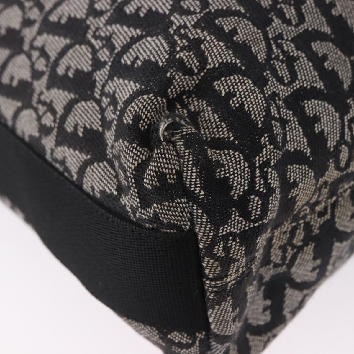 Christian Dior Trotter Canvas Shoulder Bag Black Silver Auth ka5665