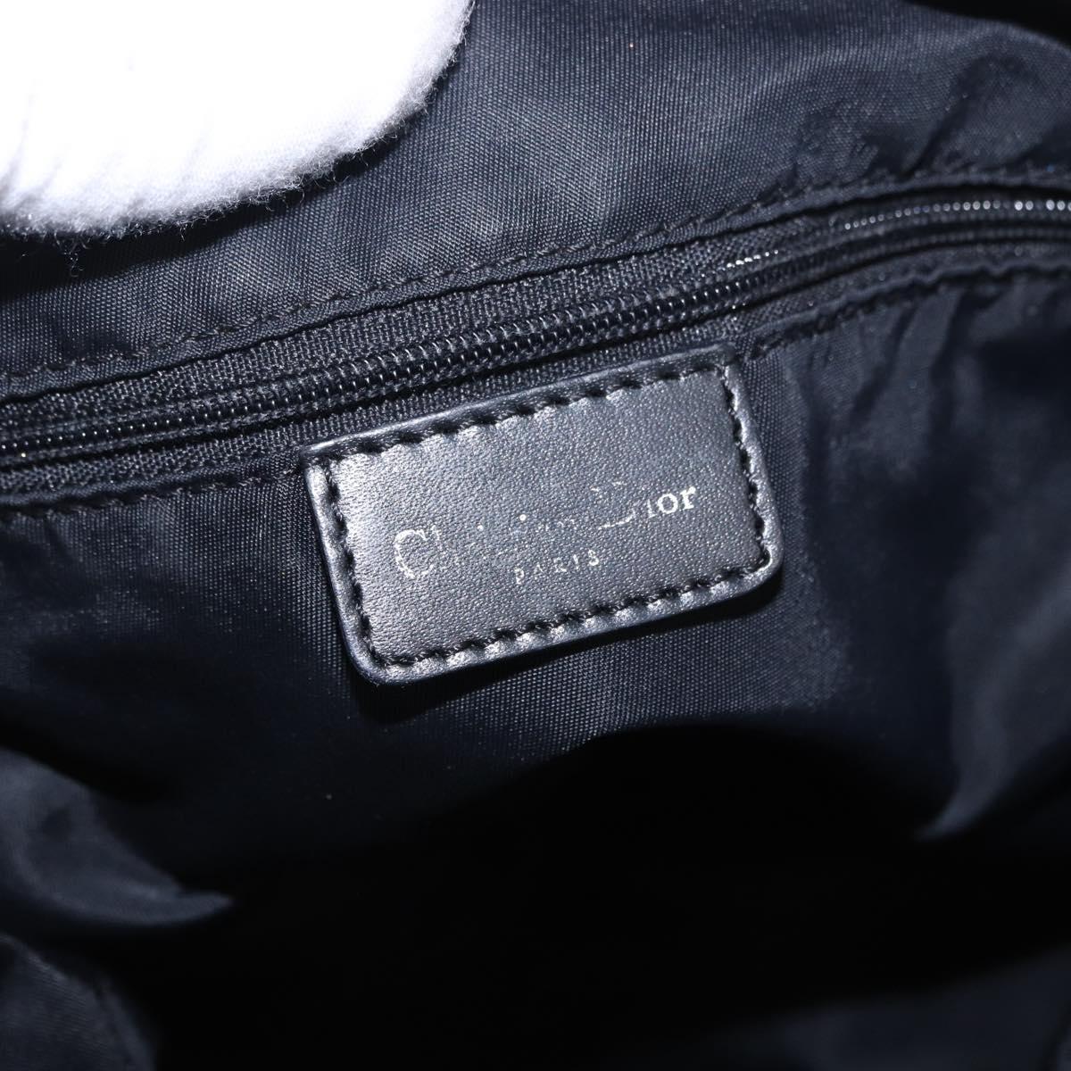 Christian Dior Trotter Canvas Shoulder Bag Black Silver Auth ka5665