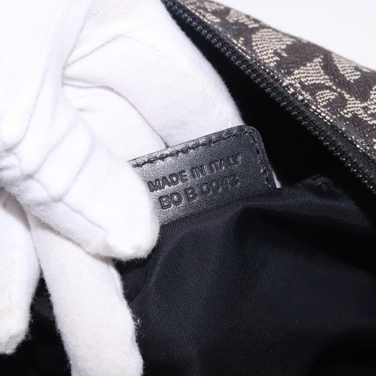 Christian Dior Trotter Canvas Shoulder Bag Black Silver Auth ka5665