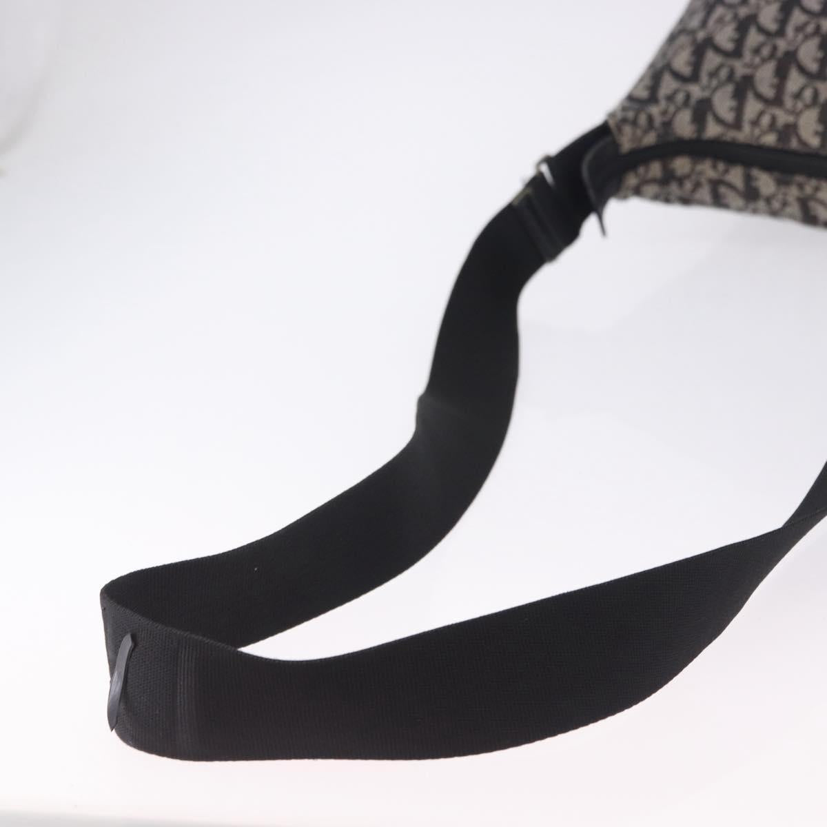 Christian Dior Trotter Canvas Shoulder Bag Black Silver Auth ka5665