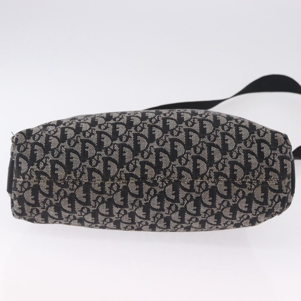 Christian Dior Trotter Canvas Shoulder Bag Black Silver Auth ka5665