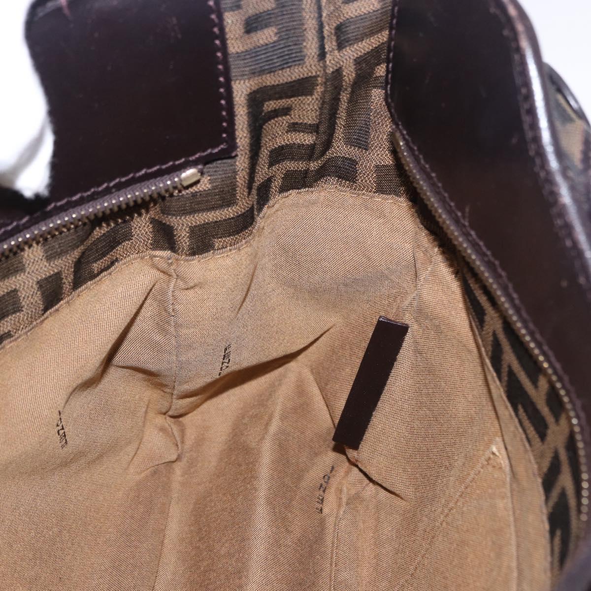 FENDI Zucca Canvas Tote Bag Brown Black Auth ka5668