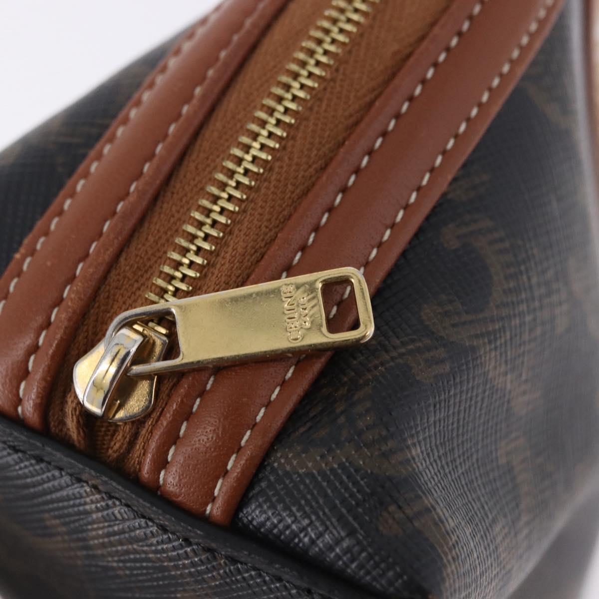 CELINE Triomphe Chain Shoulder Pouch PVC Black Gold Auth ka5670A