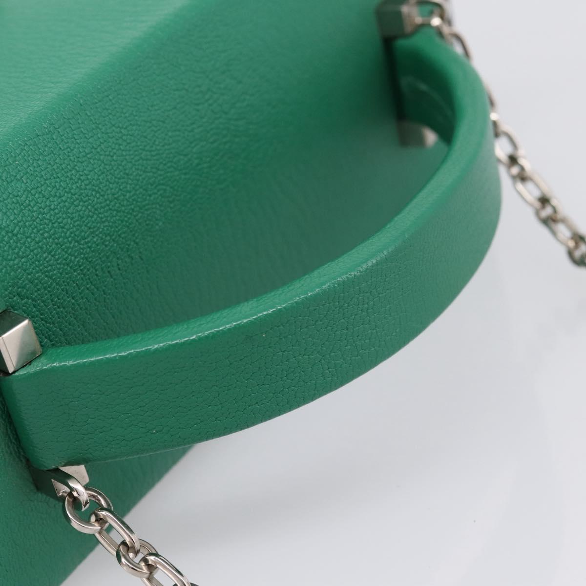 HERMES Synetique Chevre Hand Bag Leather Green Silver Auth ka5671SAM