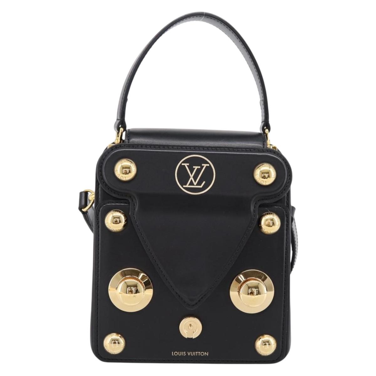 LOUIS VUITTON S Lock Bag Hand Bag Leather Black M82214 LV Auth ka5674SAM