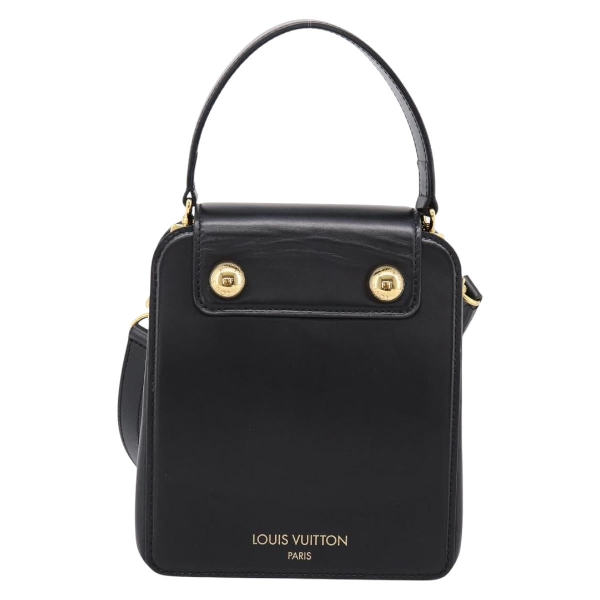 LOUIS VUITTON S Lock Bag Hand Bag Leather Black M82214 LV Auth ka5674SAM