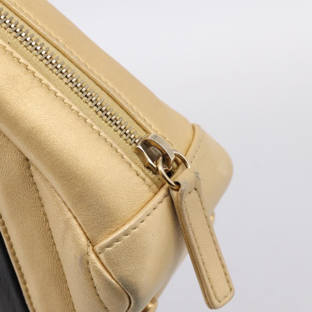 CHANEL V Stitch Chain Shoulder Bag Lamb Skin Beige Gold CC Auth ka5675V