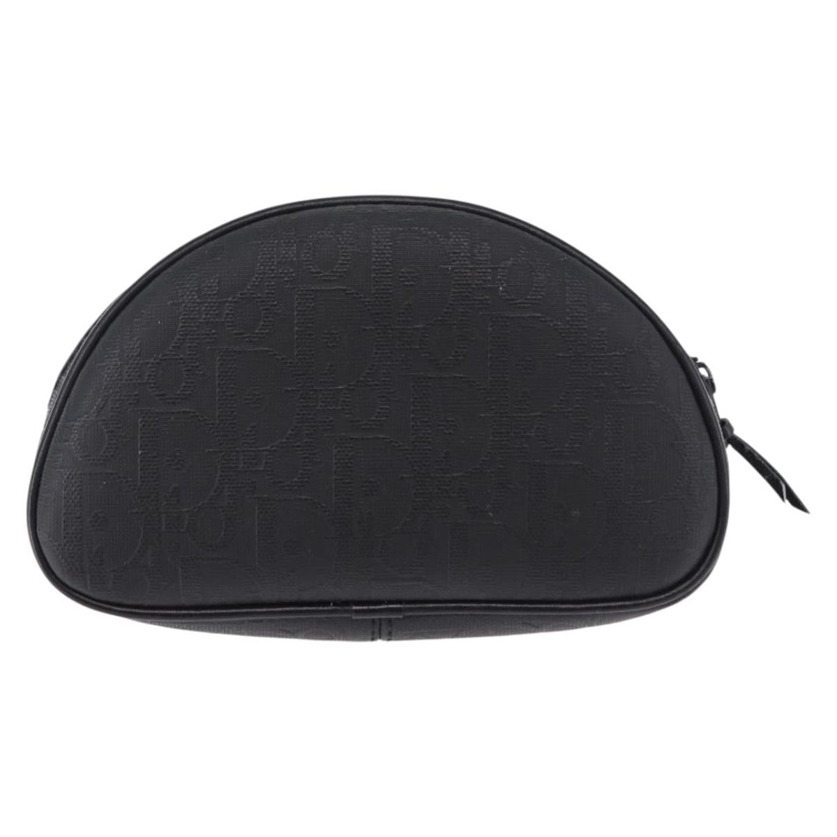 Christian Dior Trotter Canvas Accessory Pouch PVC Black Gold Auth ka5677A