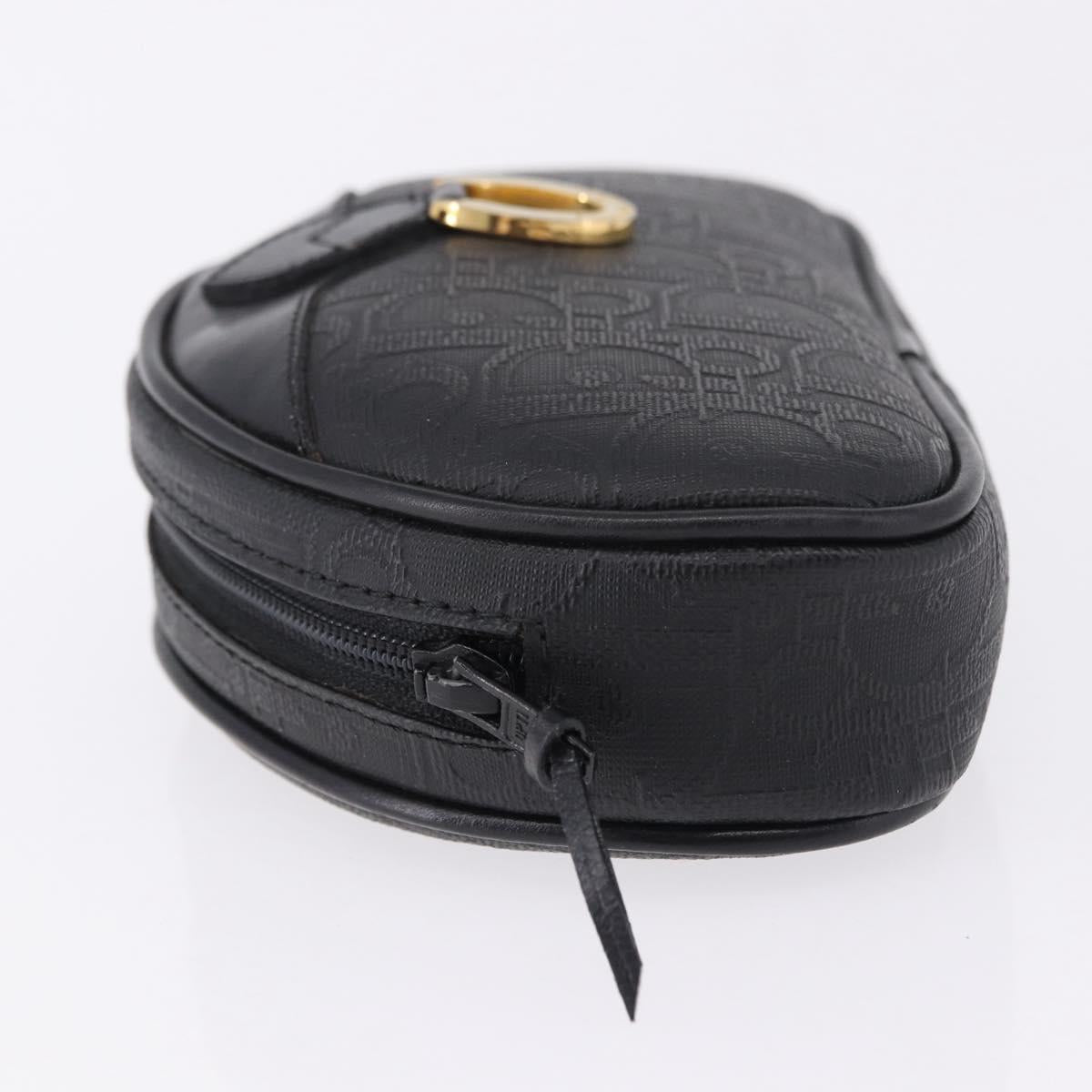 Christian Dior Trotter Canvas Accessory Pouch PVC Black Gold Auth ka5677A