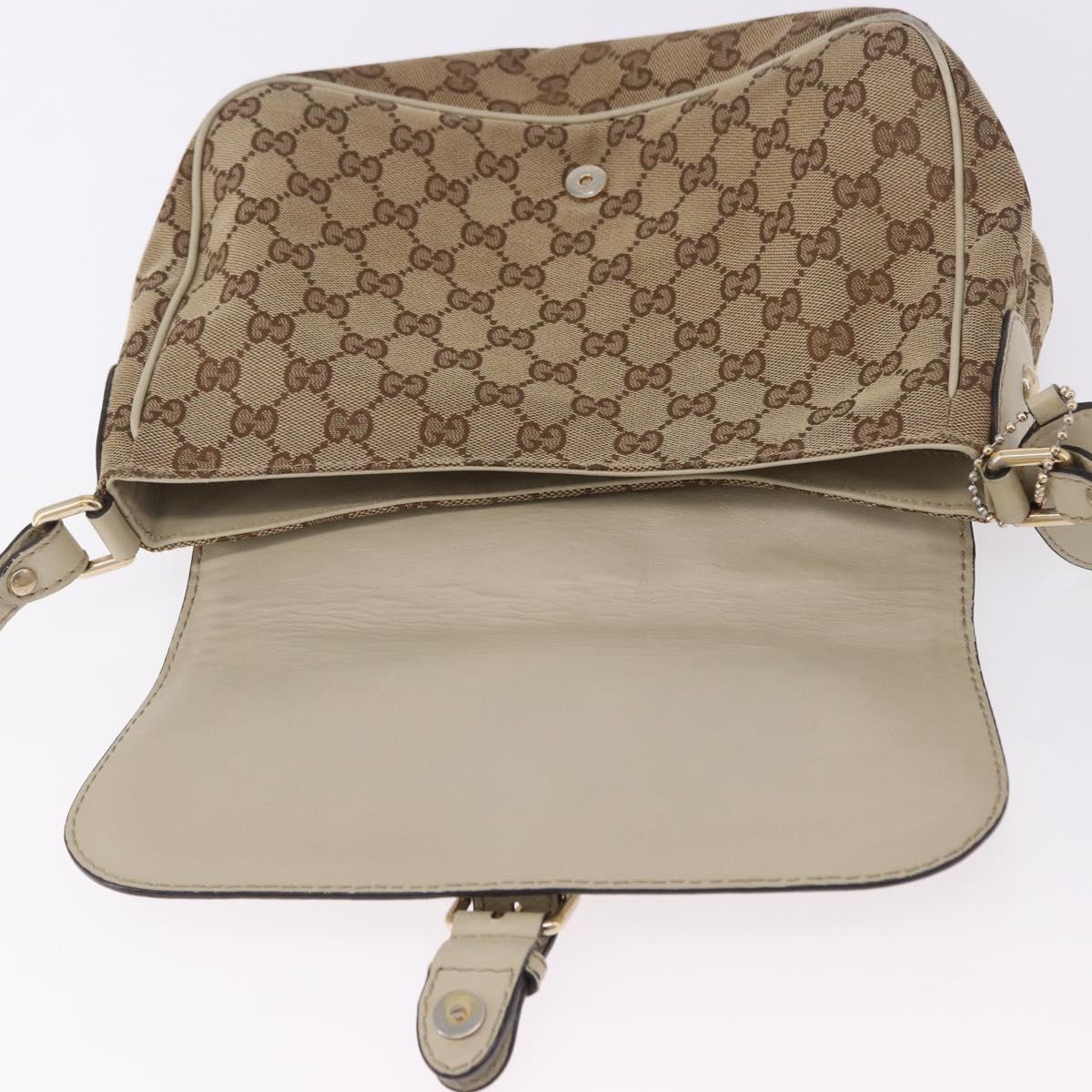 GUCCI GG Canvas Shoulder Bag Beige Gold 308452 Auth ka5680