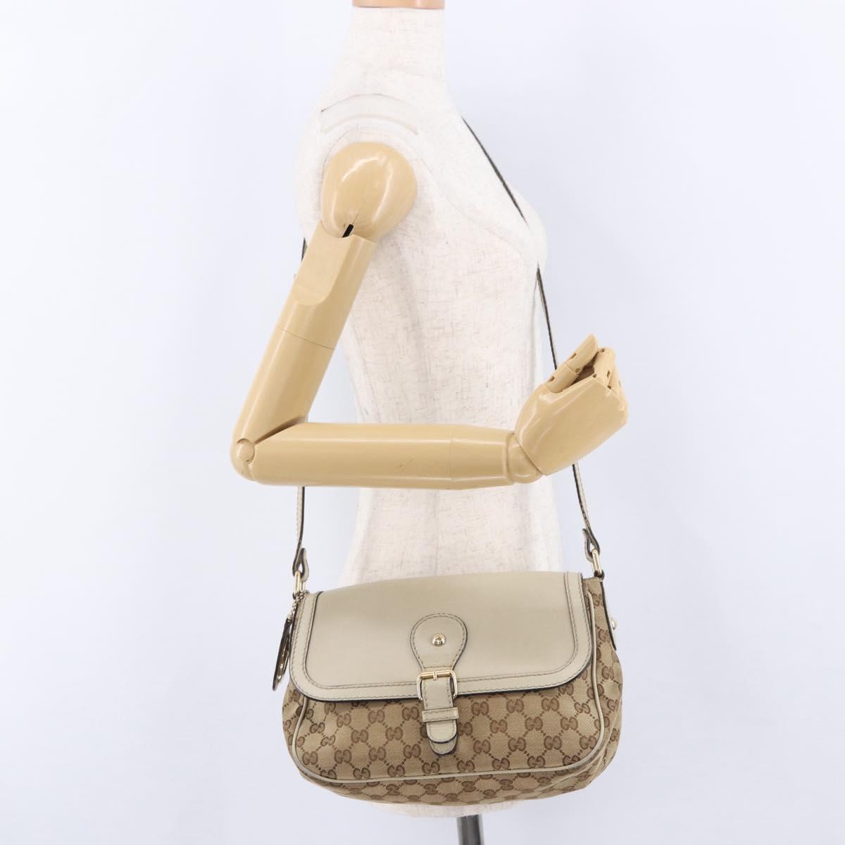 GUCCI GG Canvas Shoulder Bag Beige Gold 308452 Auth ka5680