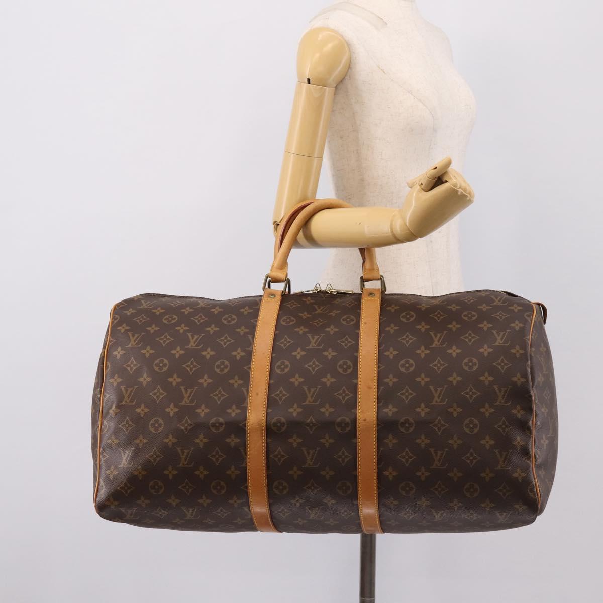 LOUIS VUITTON Monogram Keepall 55 Boston Bag M41424 LV Auth ka5681