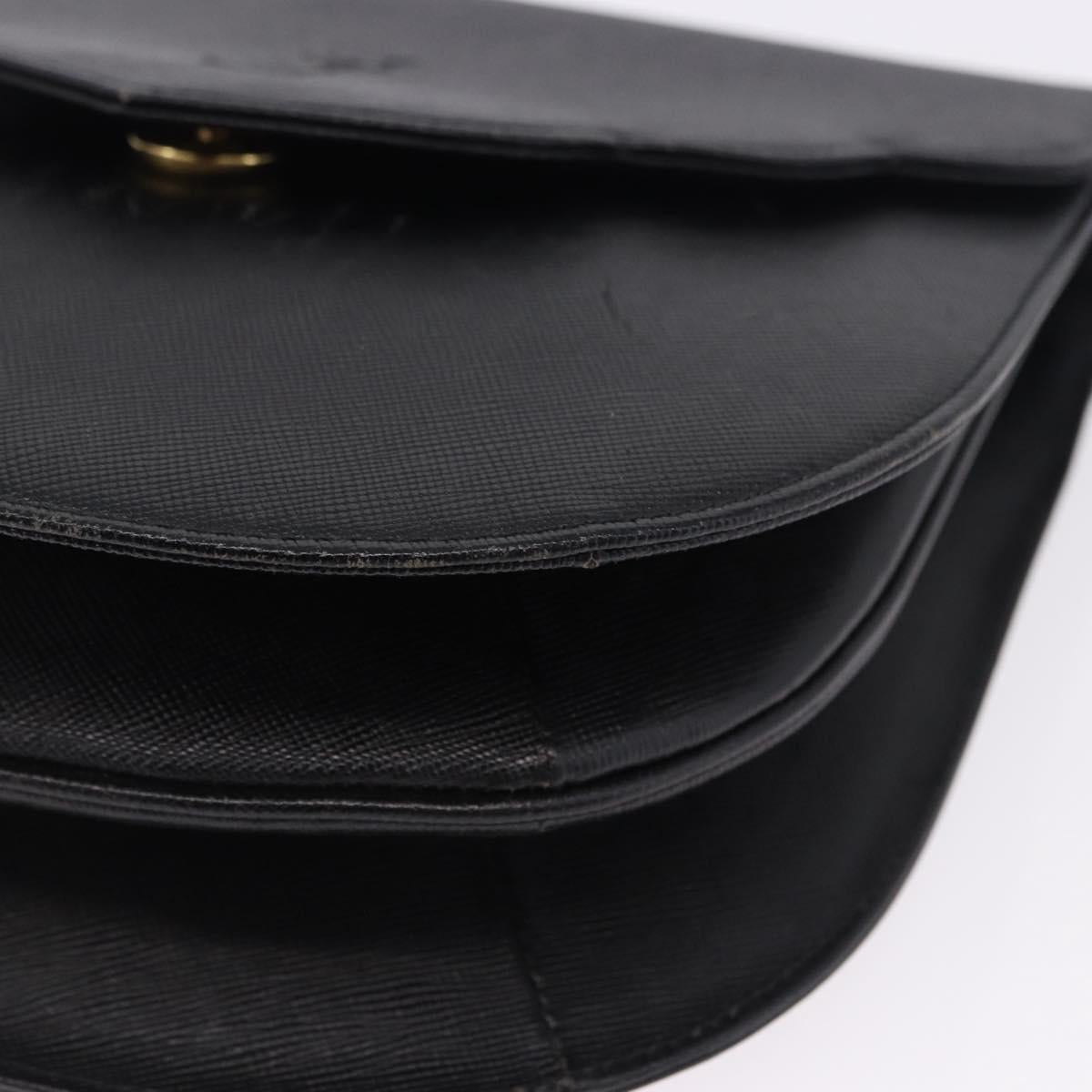 SAINT LAURENT Shoulder Bag Leather Black Gold Auth ka5683