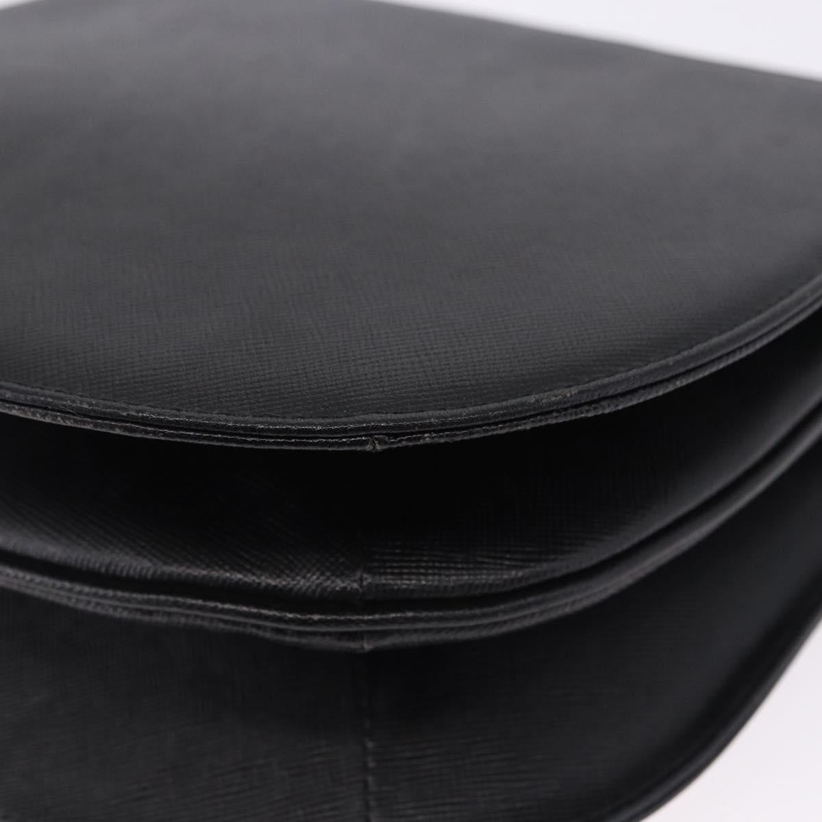 SAINT LAURENT Shoulder Bag Leather Black Gold Auth ka5683