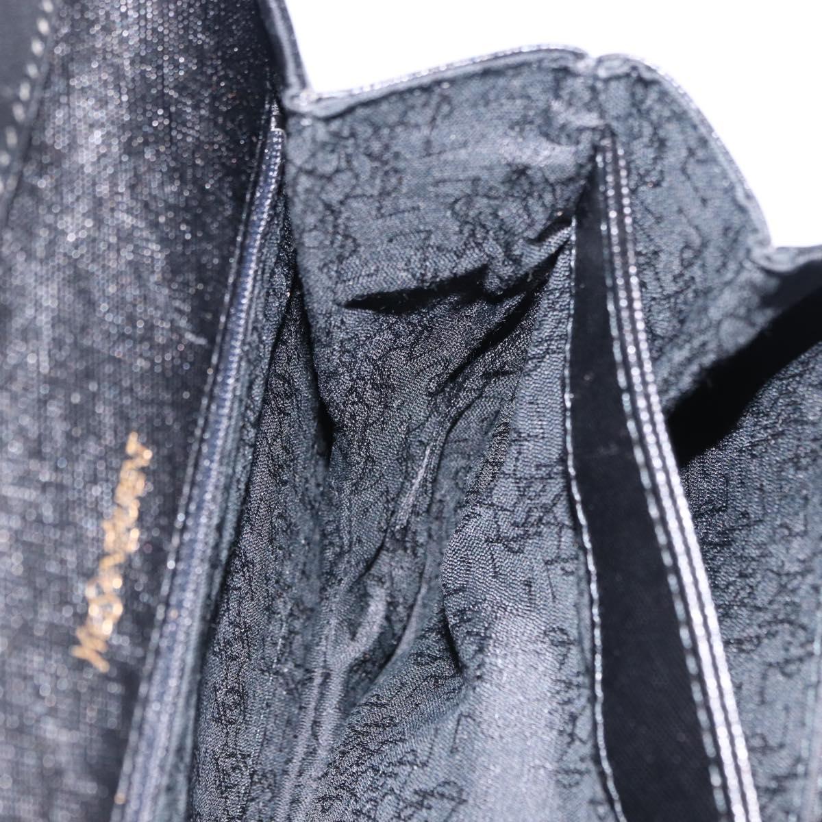SAINT LAURENT Shoulder Bag Leather Black Gold Auth ka5683