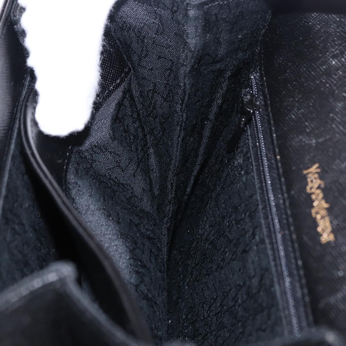 SAINT LAURENT Shoulder Bag Leather Black Gold Auth ka5683