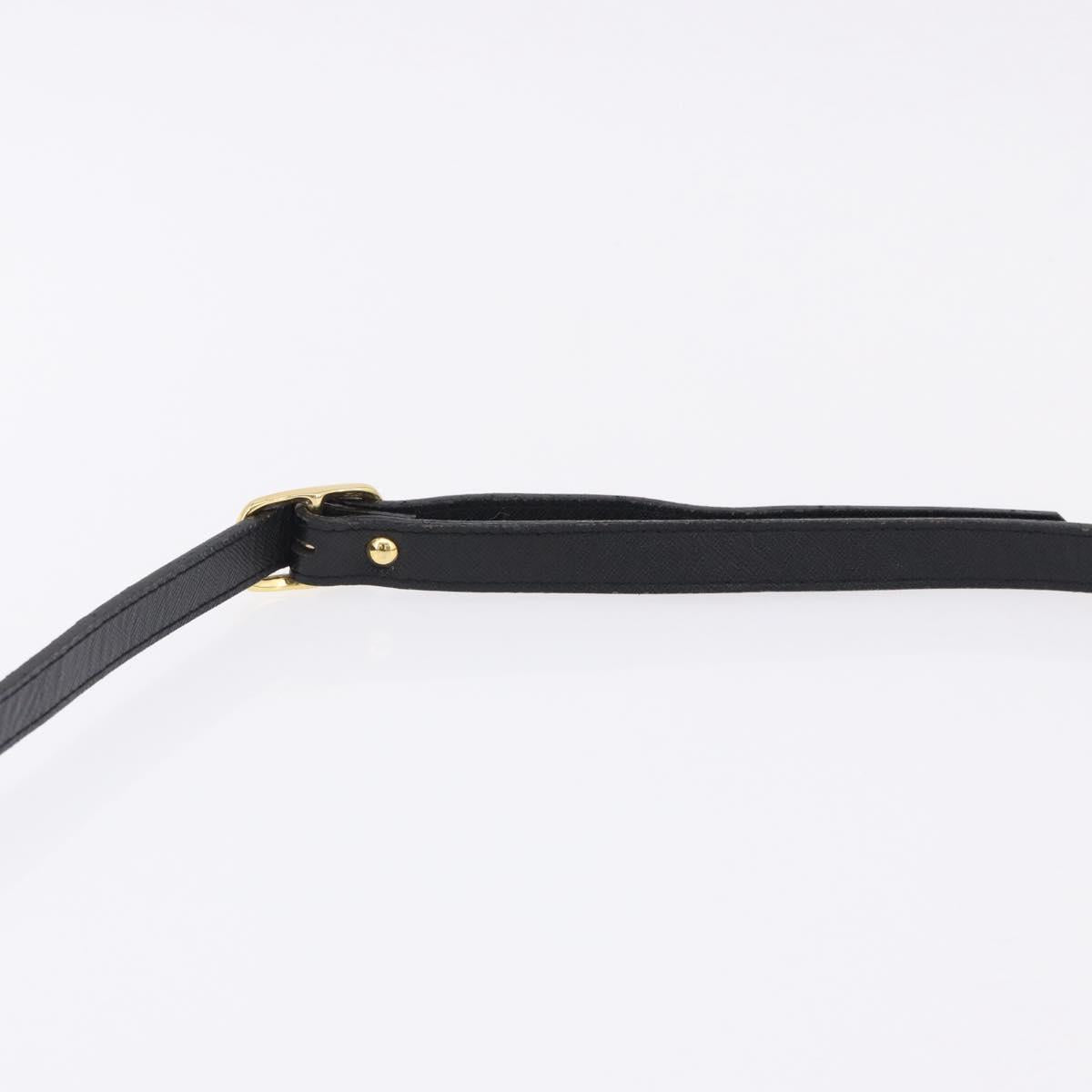 SAINT LAURENT Shoulder Bag Leather Black Gold Auth ka5683
