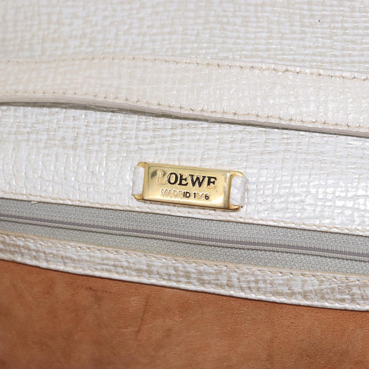 LOEWE Barcelona Hand Bag Leather 2way Silver Auth ka5685V