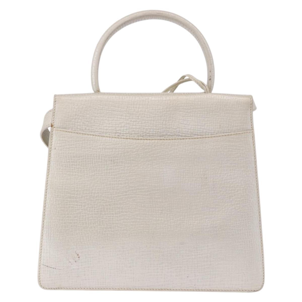 LOEWE Barcelona Hand Bag Leather 2way Silver Auth ka5685V