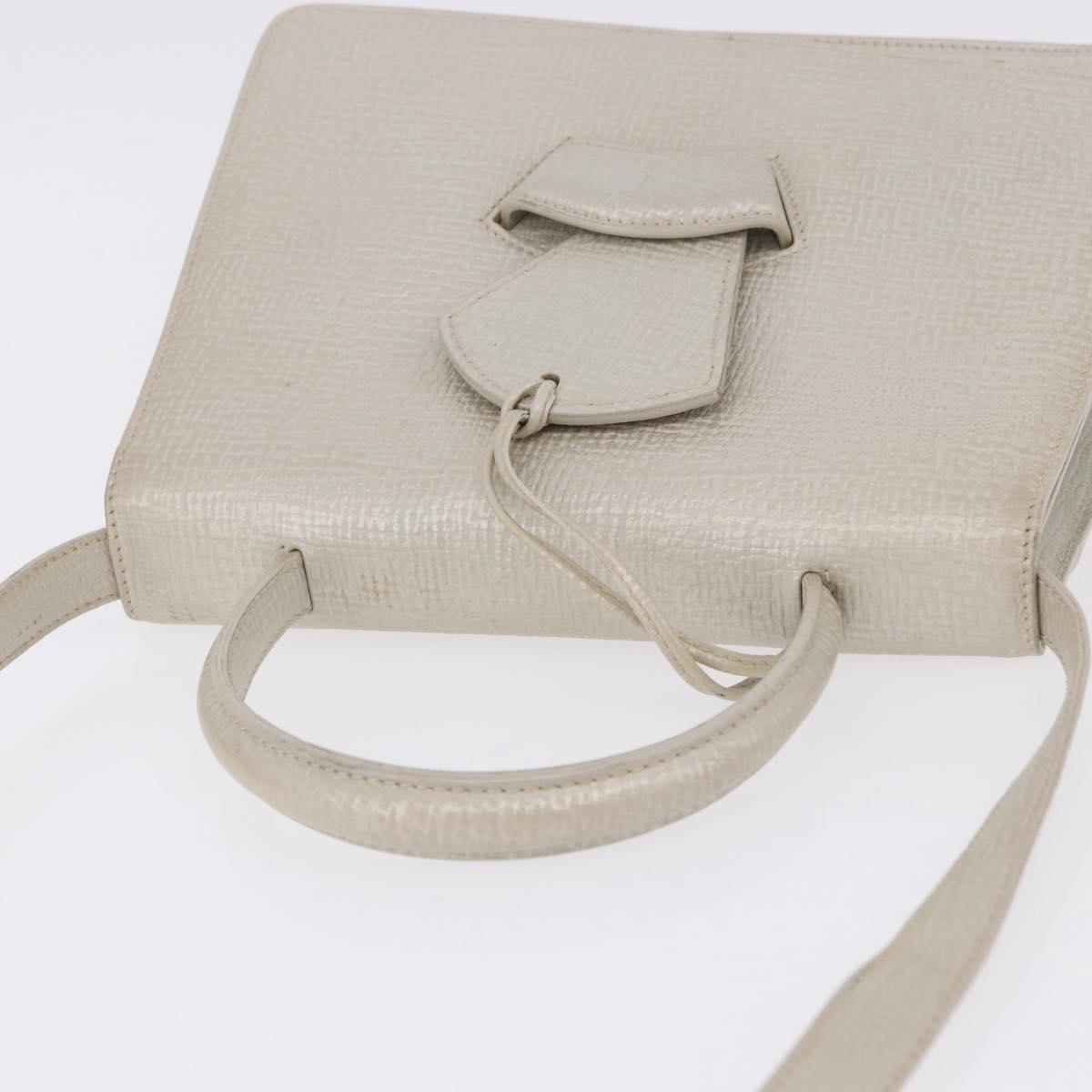 LOEWE Barcelona Hand Bag Leather 2way Silver Auth ka5685V