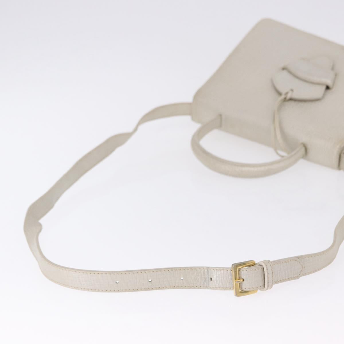 LOEWE Barcelona Hand Bag Leather 2way Silver Auth ka5685V