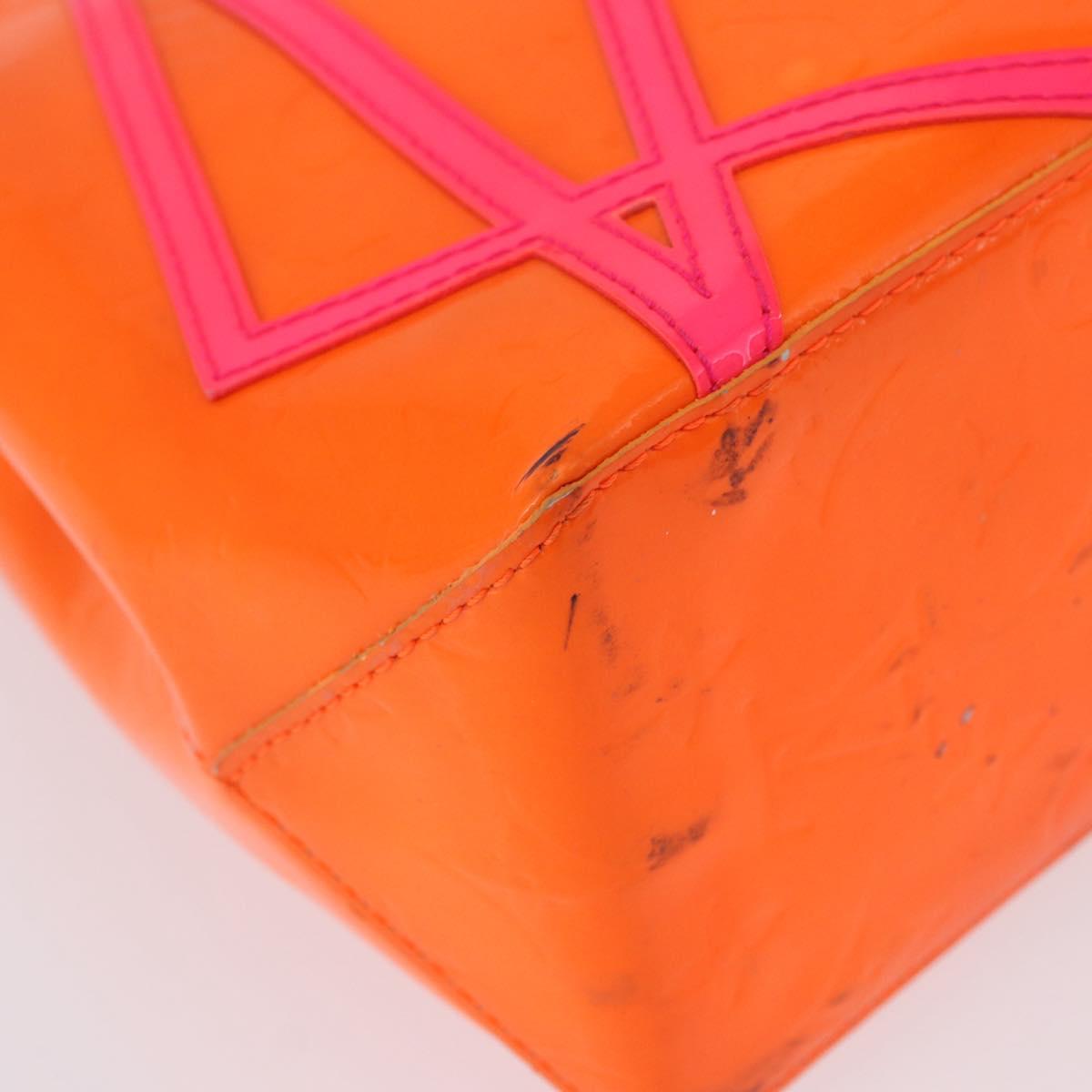 LOUIS VUITTON Monogram Vernis Fluo Reade PM Hand Bag Orange M91905 Auth ka5686