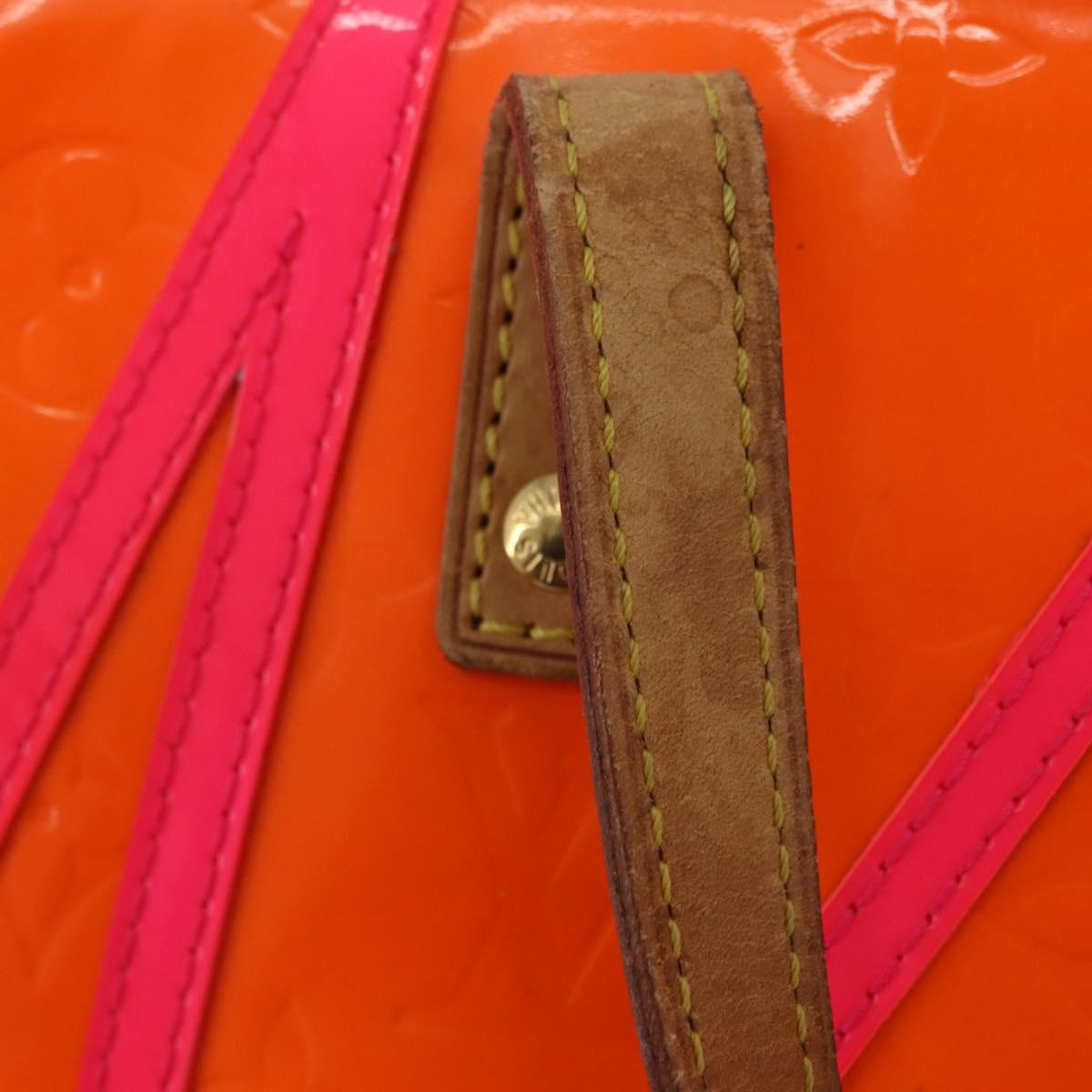 LOUIS VUITTON Monogram Vernis Fluo Reade PM Hand Bag Orange M91905 Auth ka5686