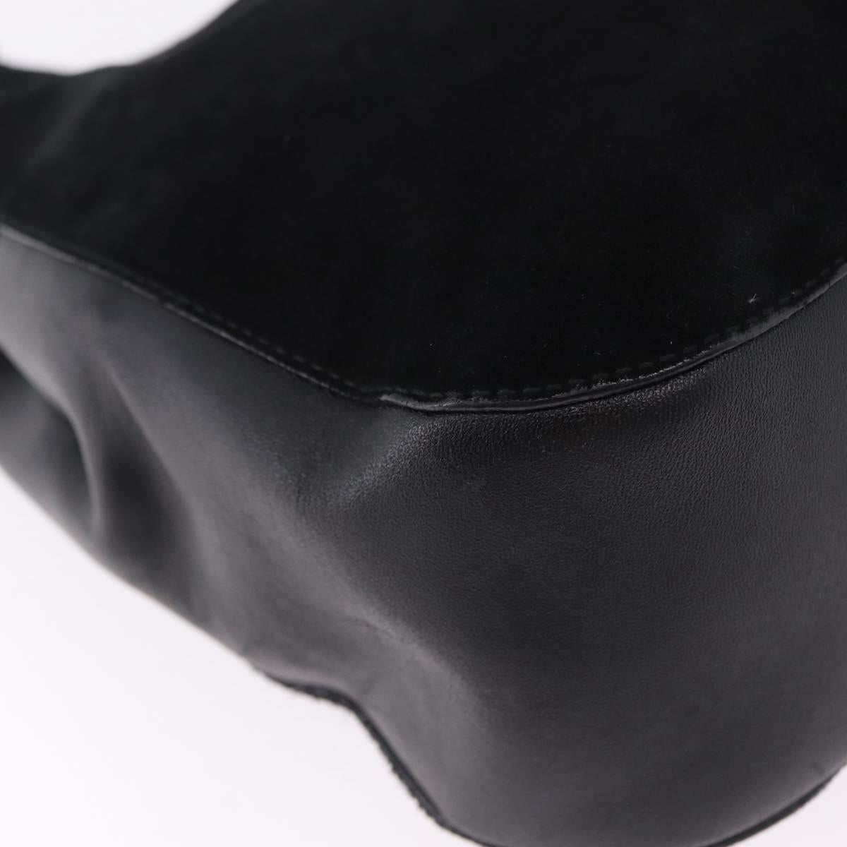 GUCCI Bamboo Hand Bag Suede Black 001 3739 3444 Auth ka5687
