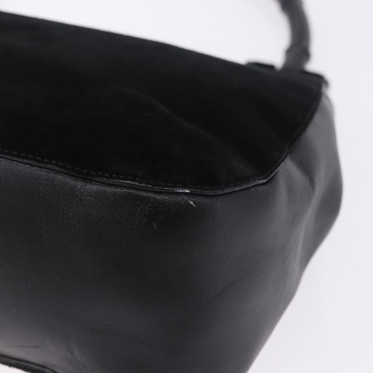 GUCCI Bamboo Hand Bag Suede Black 001 3739 3444 Auth ka5687