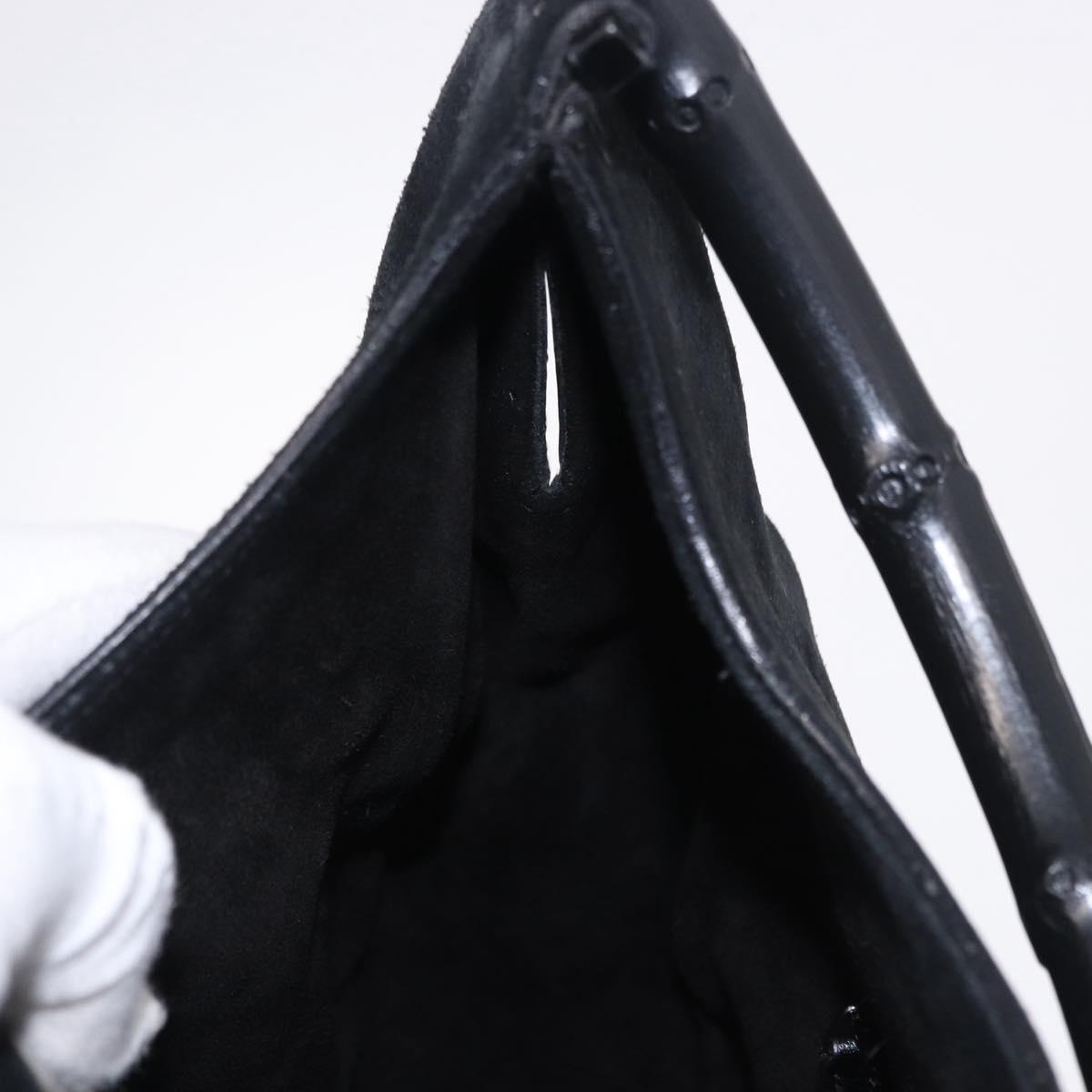 GUCCI Bamboo Hand Bag Suede Black 001 3739 3444 Auth ka5687
