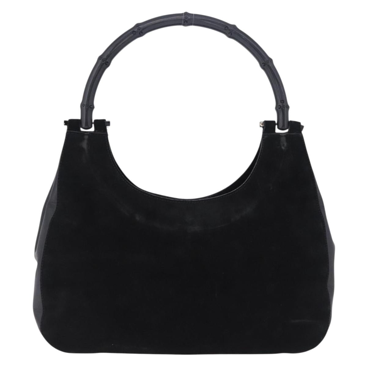GUCCI Bamboo Hand Bag Suede Black 001 3739 3444 Auth ka5687