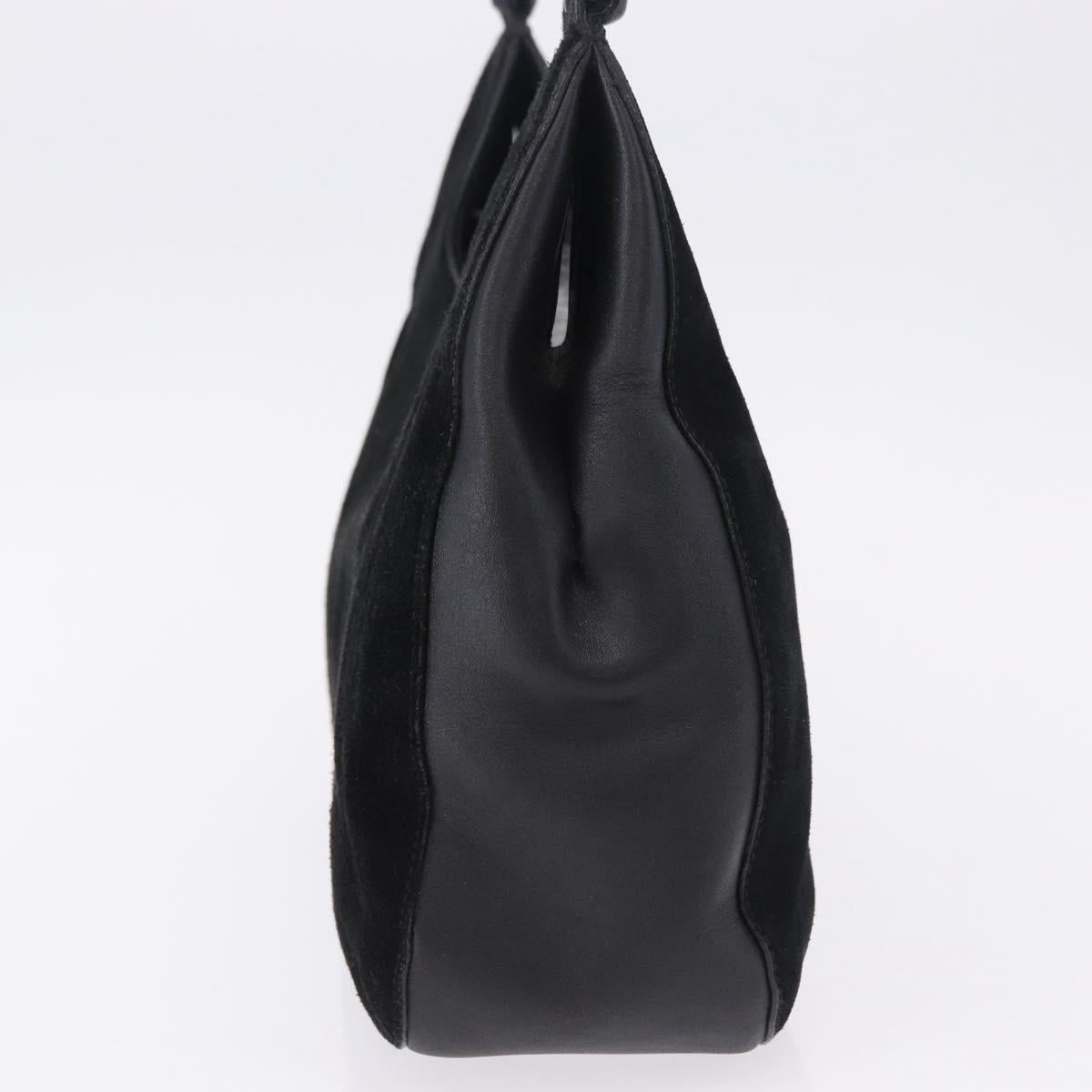 GUCCI Bamboo Hand Bag Suede Black 001 3739 3444 Auth ka5687