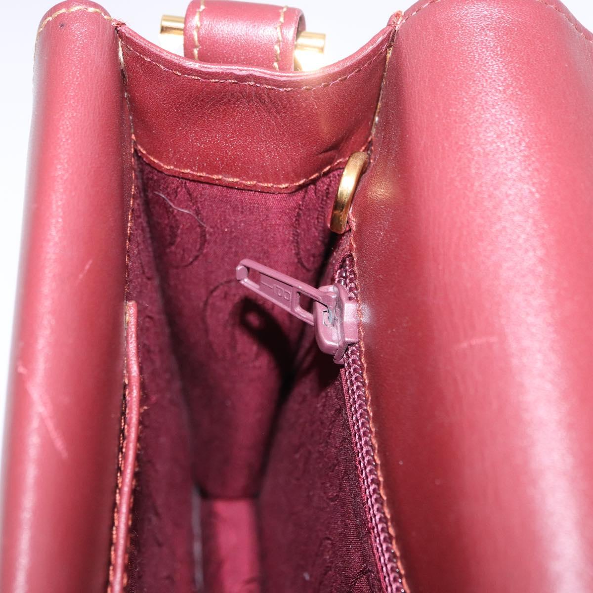 CARTIER Must Line Shoulder Bag Leather Bordeaux Gold Auth ka5688