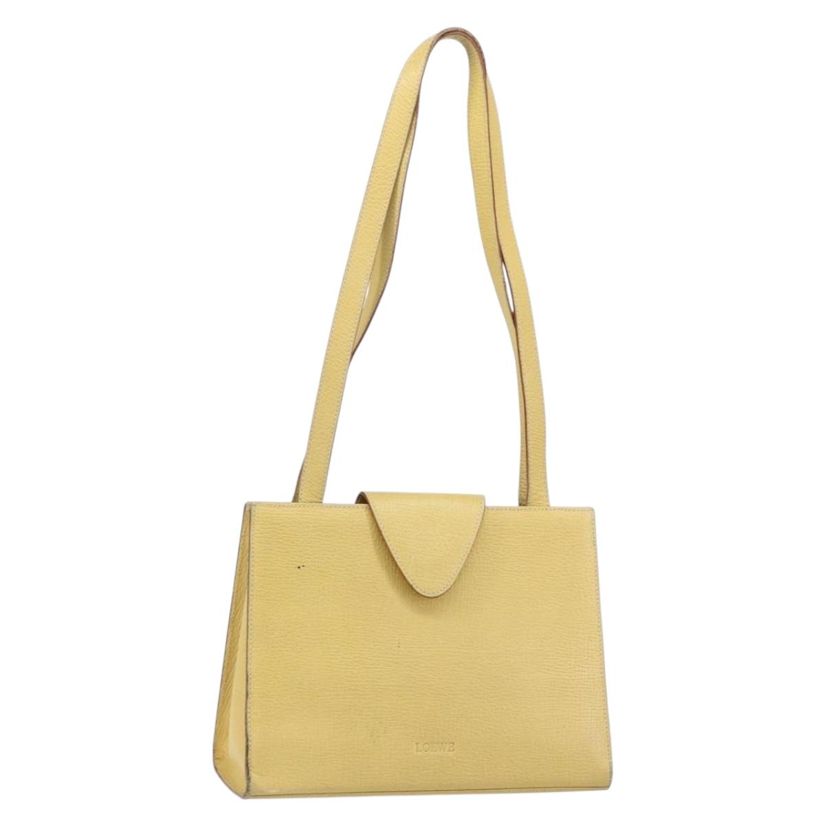 LOEWE Shoulder Bag Leather Yellow Auth ka569