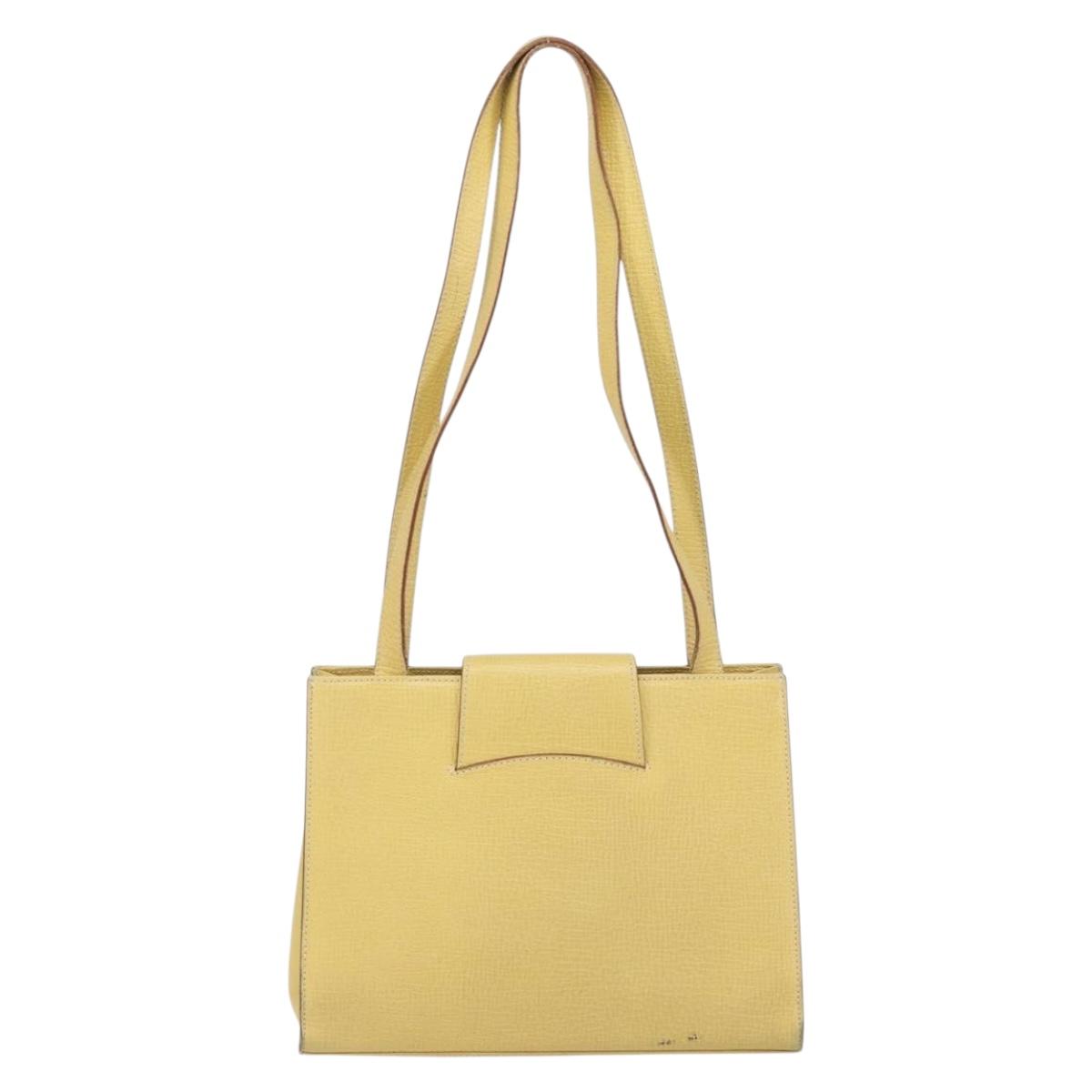 LOEWE Shoulder Bag Leather Yellow Auth ka569