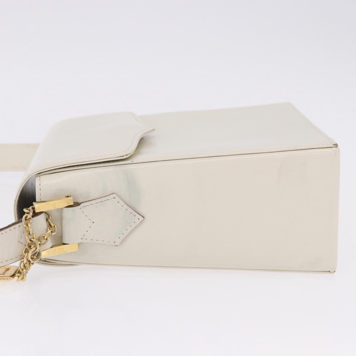 SAINT LAURENT Shoulder Bag Leather Ivory Gold Auth ka5691A