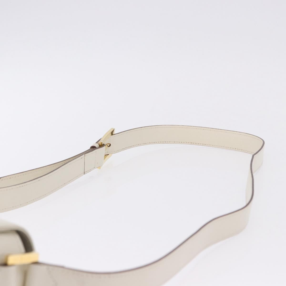 SAINT LAURENT Shoulder Bag Leather Ivory Gold Auth ka5691A