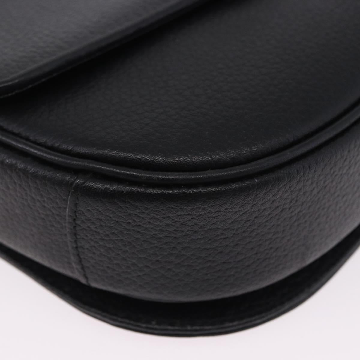 Burberrys Shoulder Bag Leather Black Gold Auth ka5693