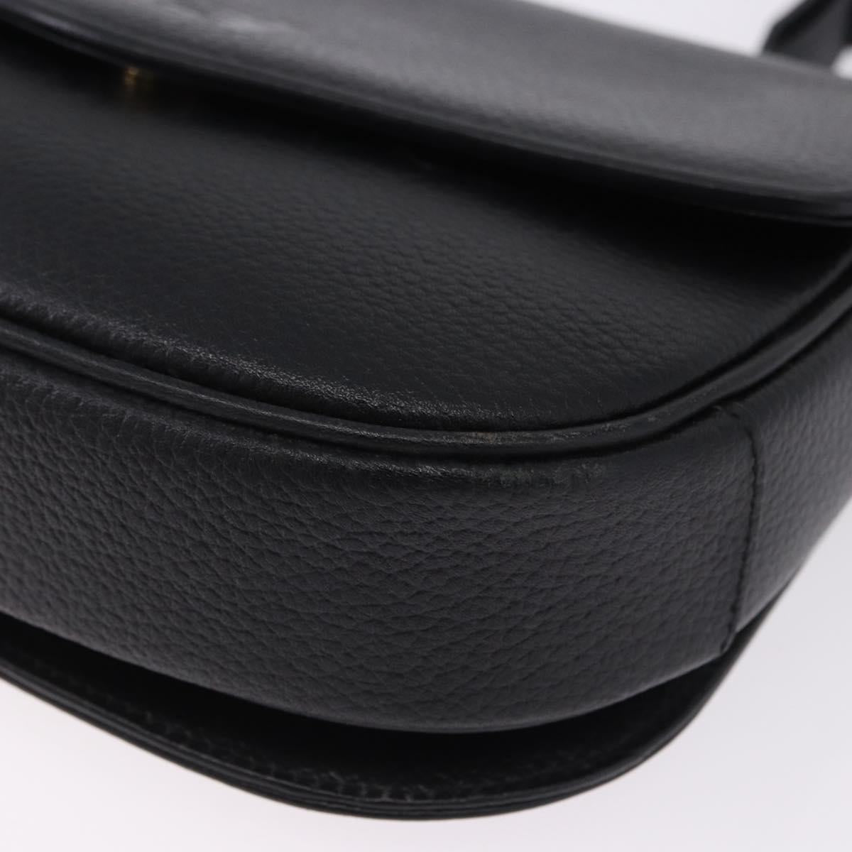 Burberrys Shoulder Bag Leather Black Gold Auth ka5693