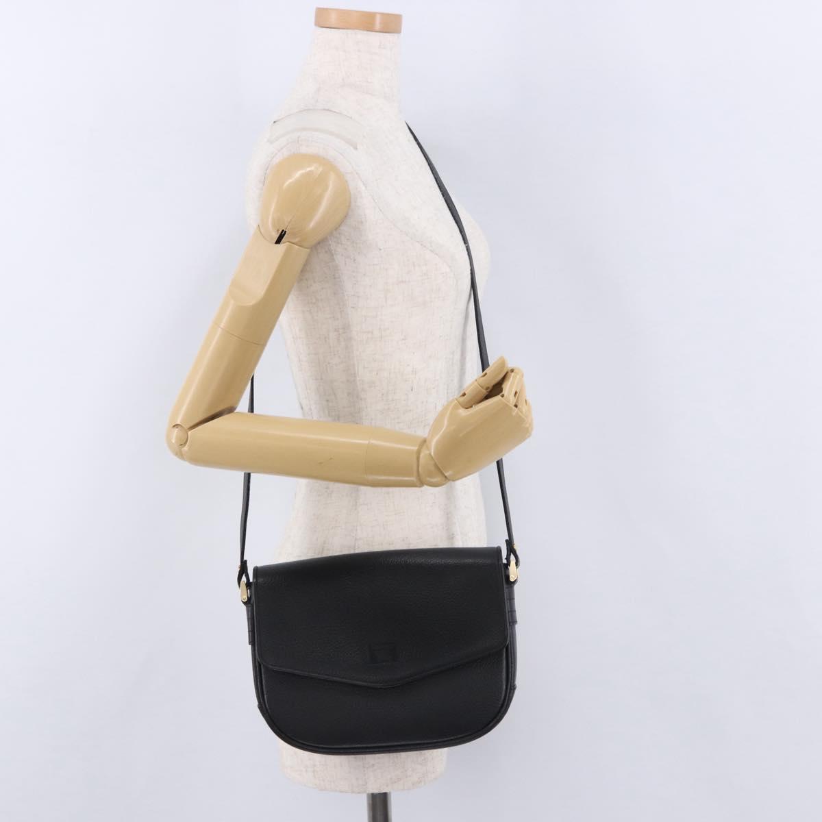 Burberrys Shoulder Bag Leather Black Gold Auth ka5693