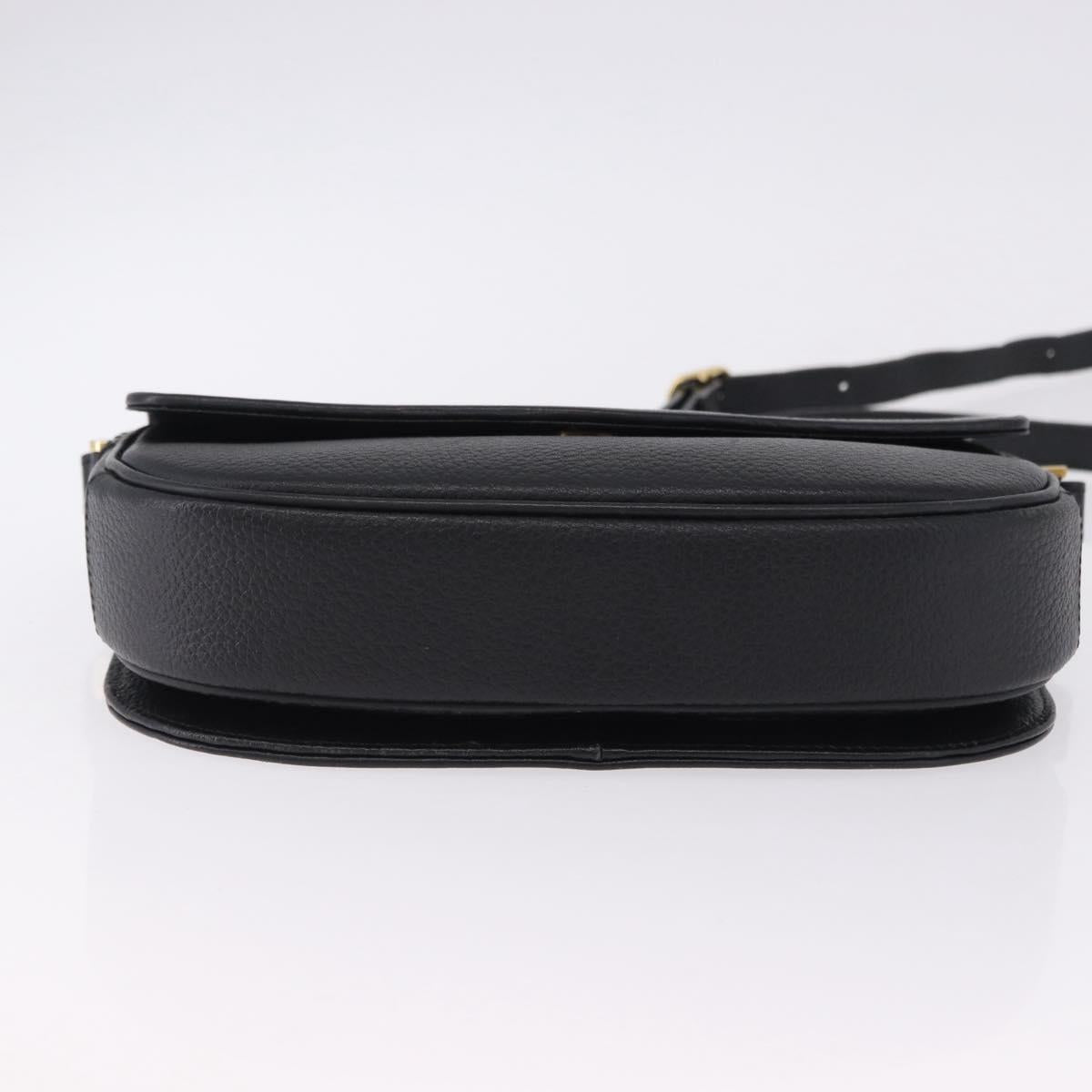 Burberrys Shoulder Bag Leather Black Gold Auth ka5693