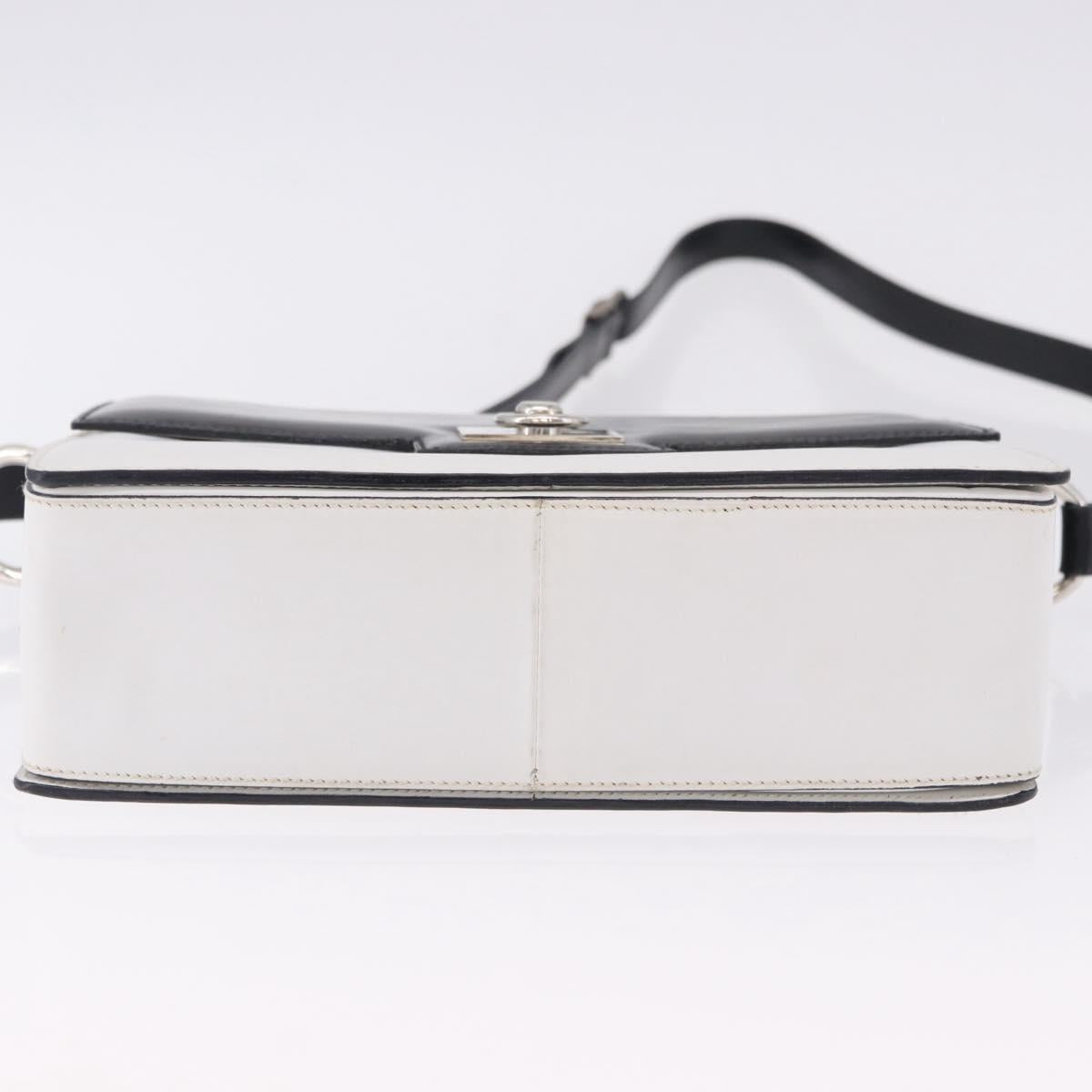 CELINE Shoulder Bag Leather Black White Auth ka5694A