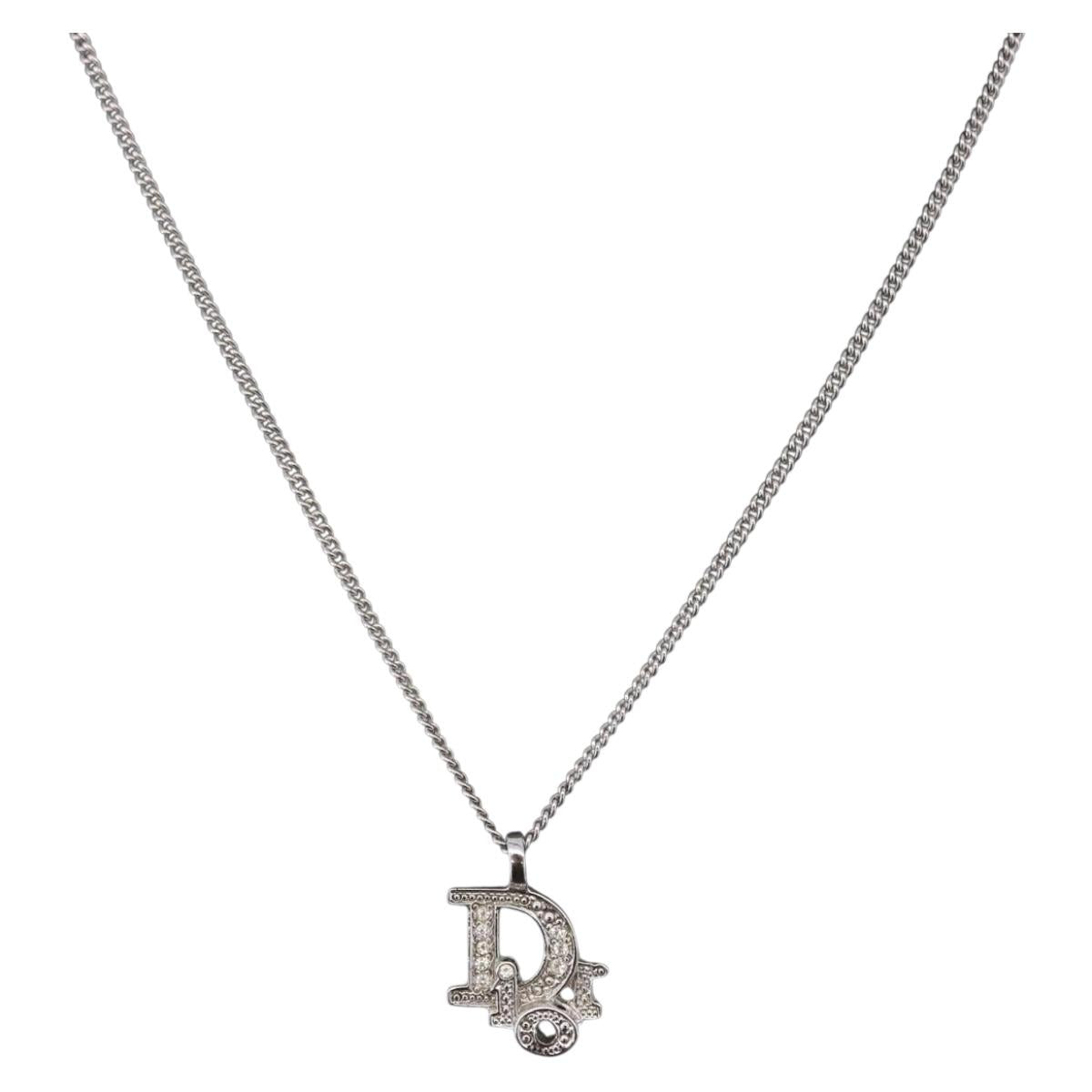Christian Dior Necklace metal Silver Auth ka5695