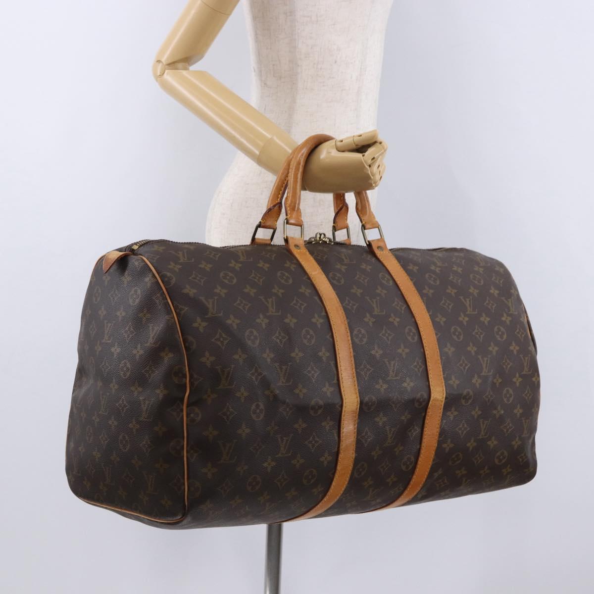 LOUIS VUITTON Monogram Keepall 55 Boston Bag M41424 LV Auth ka5699A