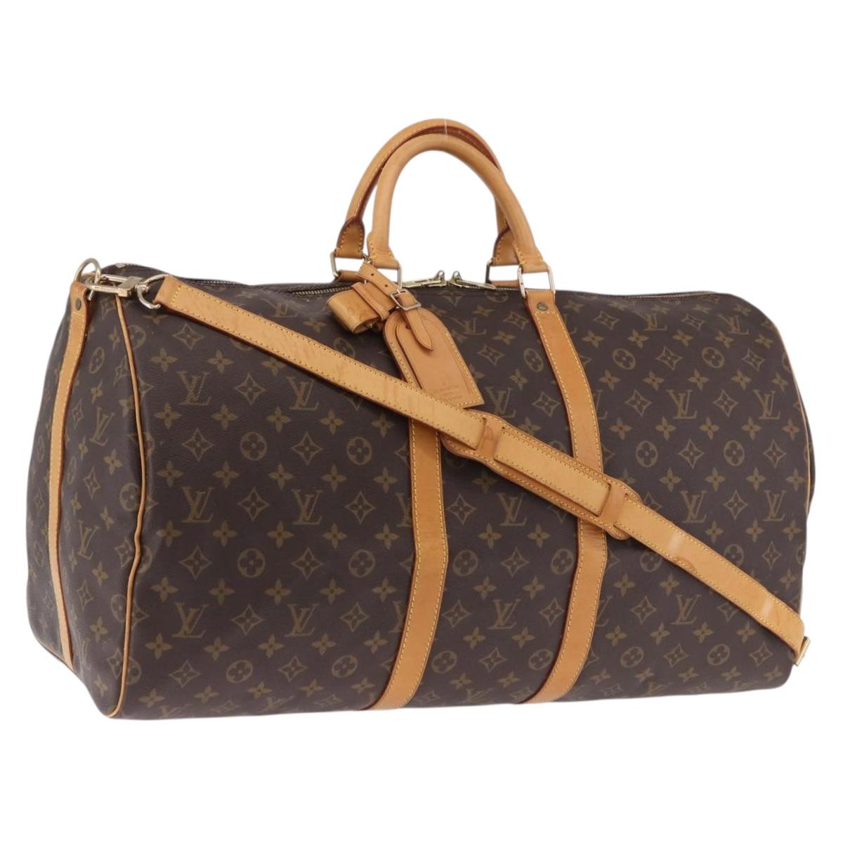 LOUIS VUITTON Monogram Keepall Bandouliere 55 Boston Bag M41414 LV Auth ka5700