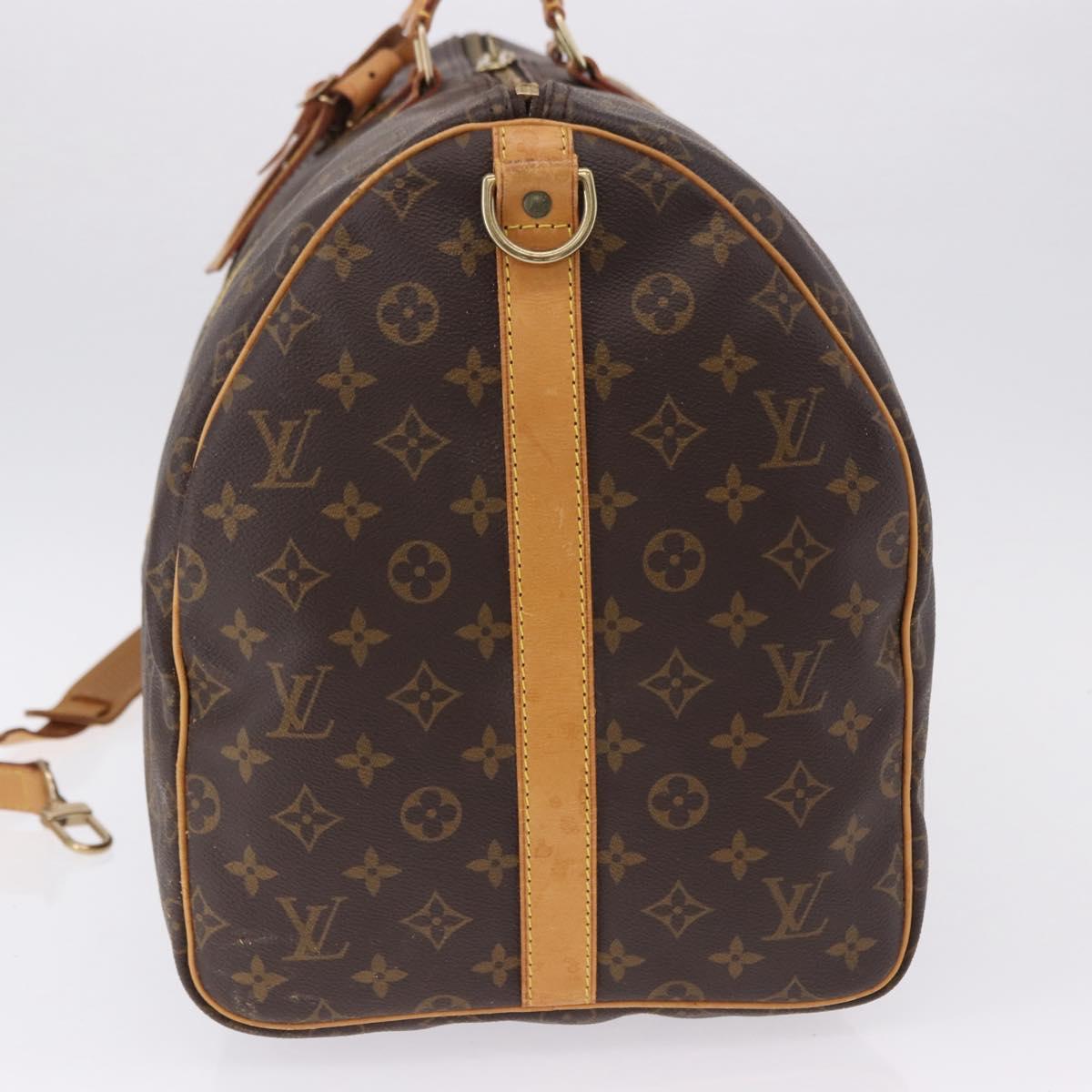 LOUIS VUITTON Monogram Keepall Bandouliere 55 Boston Bag M41414 LV Auth ka5700
